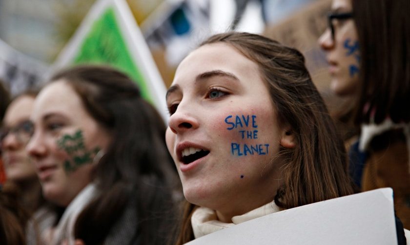 Students at protesting climate inaction