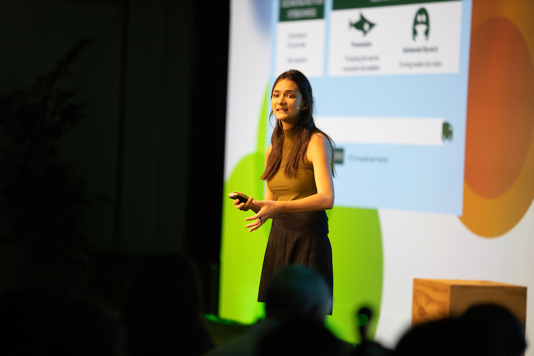 Startup founder pitches at the ClimateLaunchpad Global Grand Final